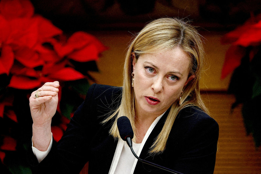 FILE PHOTO: Italian PM Meloni holds her end-of-year news conference in Rome