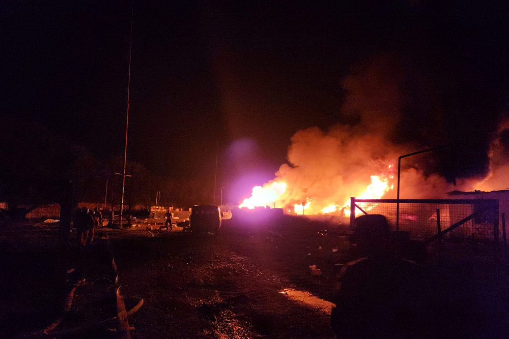 Explosion in a gasoline warehouse near the Stepanakert-Askera highway in Berkadzor, Nagorno-Karabakh