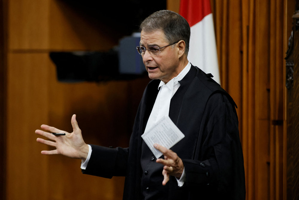 Speaker of the House of Commons Anthony Rota speaks during Question Period om Parliament Hill in Ottawa