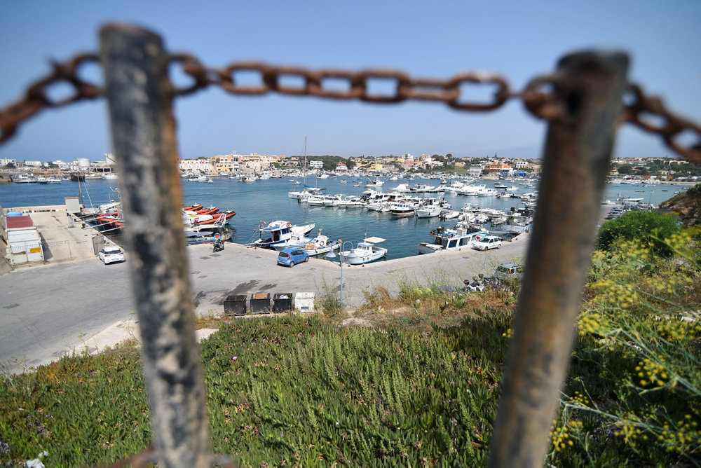 FILE PHOTO: General view of the harbour on the Sicilian island of Lampedusa