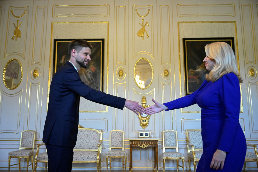 Slovak President Caputova meets with Progressive Slovakia leader Simecka, in Bratislava