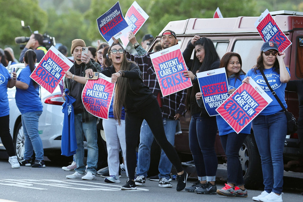 A coalition of Kaiser Permanente Unions start a three day strike across the U.S. over a new contract, in San Diego