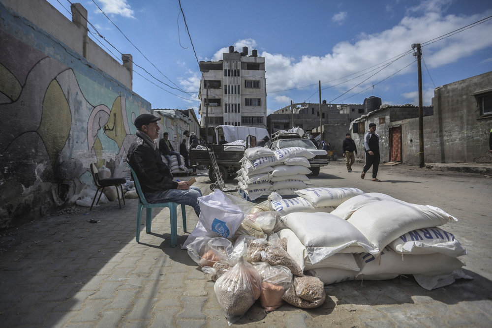 UNRWA food aid distribution center in Gaza City