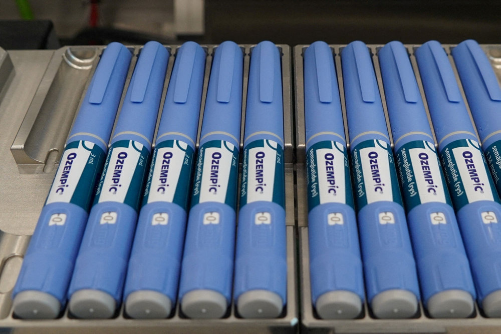 FILE PHOTO: Ozempic pens sit on a production line at Novo Nordisk''s site in Hillerod, Denmark