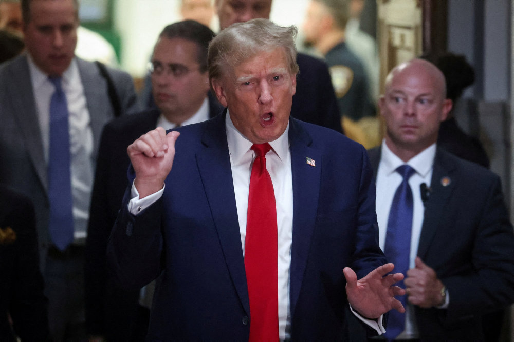 FILE PHOTO: Former U.S. President Donald Trump attends the Trump Organization civil fraud trial, in New York