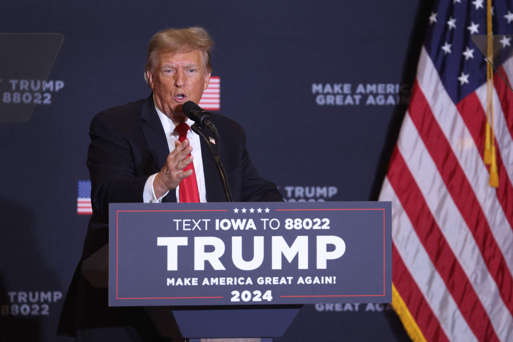 Former President Trump Holds Rally In Coralville, Iowa